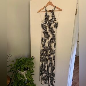 Black and white floral maxi dress.